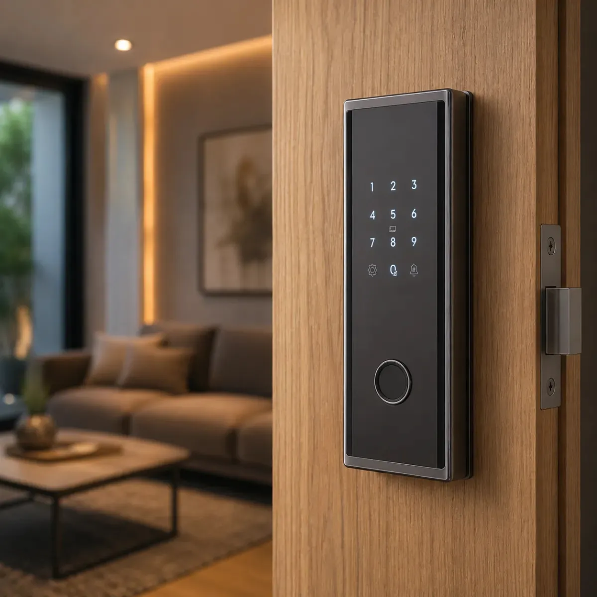 Fechadura digital Elgin Smart Forti One S de sobrepor, preta, com teclado touch, leitor biométrico e Wi-Fi