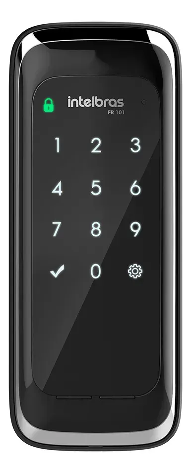 Fechadura digital Intelbras FR 101 de sobrepor, preta, com teclado touch screen