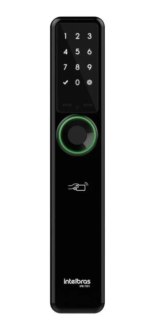Fechadura inteligente Intelbras IFR 7001+ de embutir sem maçaneta, preta, com teclado touch