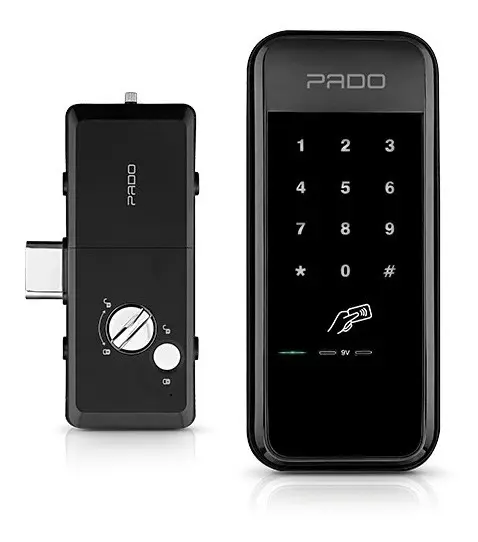 Fechadura digital Pado FDS-50 EP de sobrepor, preta, com teclado touch screen