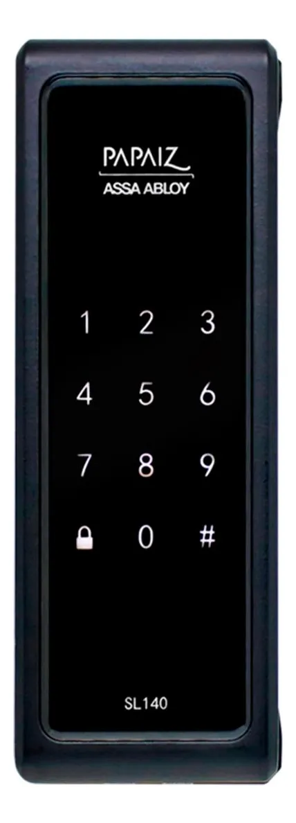Fechadura digital Papaiz SL140 Smart Lock de sobrepor, preta, com tela touch